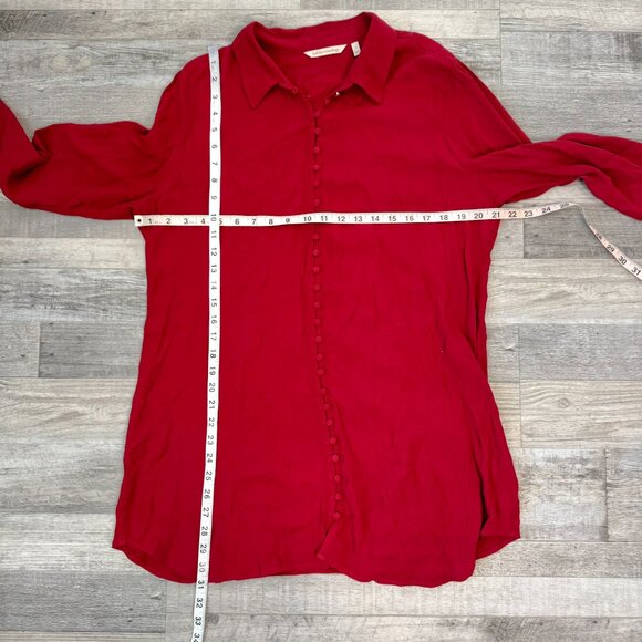 Soft Surroundings Red Button Front Long Sleeve Tunic B20 - Picture 4 of 6
